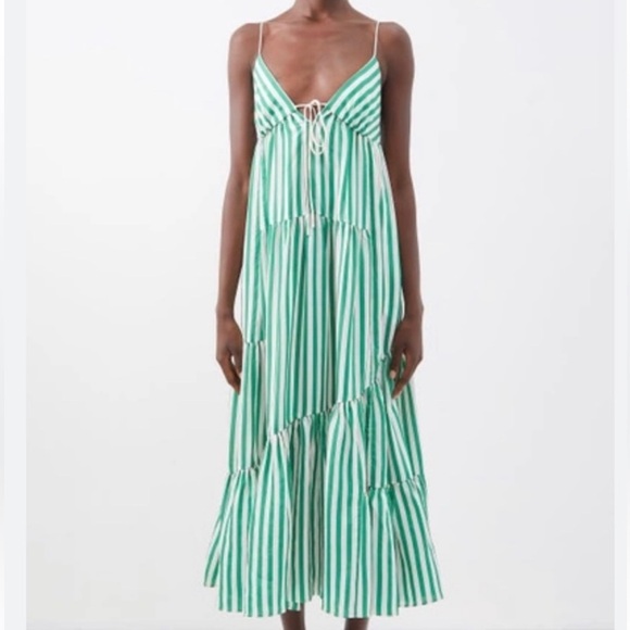 La Ligne Drawstring front striped cotton dress size xl - Picture 2 of 11